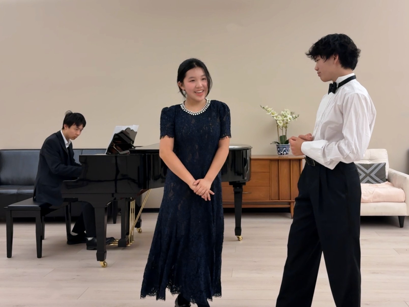 Students rehearsing a vocal duet with piano.